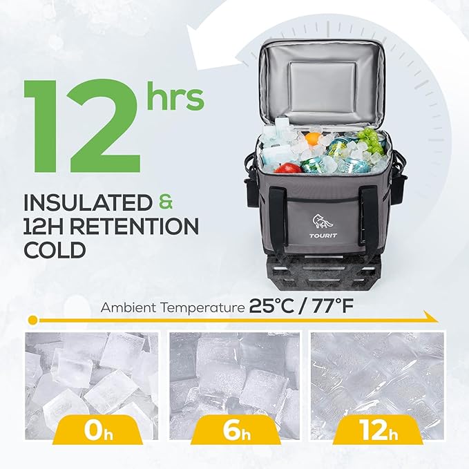 TOURIT Portable 50-Can Collapsible Rolling Soft Cooler with 29L Space & Reinforced All-Terrain Cart with Wheels Easy Transportation, Large Leakproof Travel Beach Ice Chest for Grocery Shopping