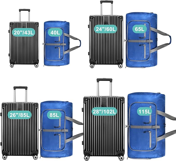 Dimayar Travel Duffle Bag for Men Women - Foldable Duffel Bag with Shoes Compartment - Overnight Bags Waterproof & Tear Resistant(115L,Navy Blue)