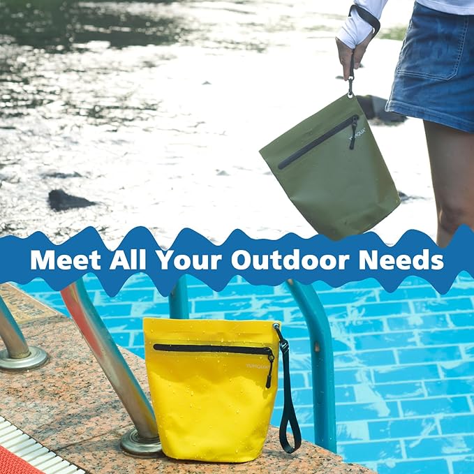 Water-resistant Zipper Pouch 2 Pack, Multi-Purpose Storage Bag Gear Bag for Outdoor Travel Beach Pool Fishing Dirty Clothes Wet Swimsuits (Yellow02)