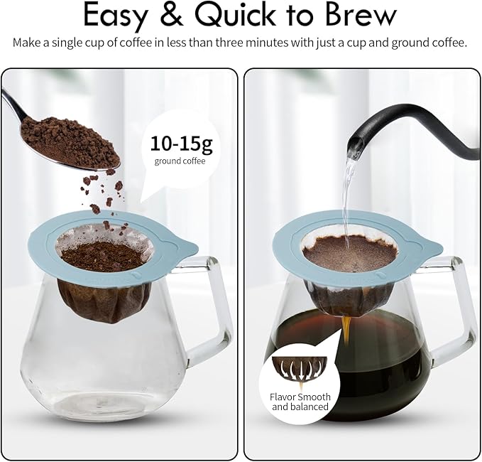 Portable Pour Over Coffee Dripper Reusable Coffee Filter Pour Over Coffee Maker for Camping Coffee, Travel Coffee Maker (50, blue)