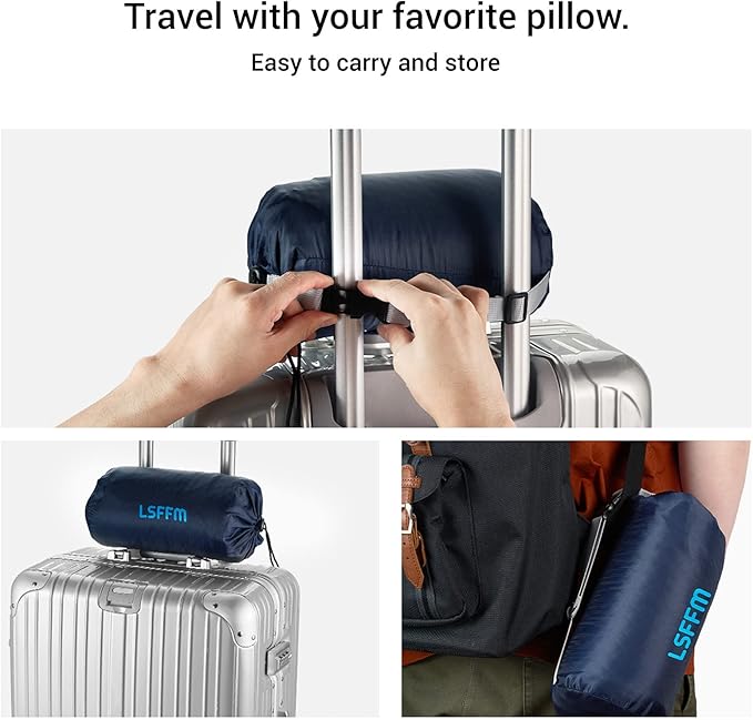 Memory Foam Camping Pillow, Travel Pillow,Small Pillows with Travel Storage Bag, Camping Pillow for Backpacking, Double-Layered Pillow Cover (Emerald Green)