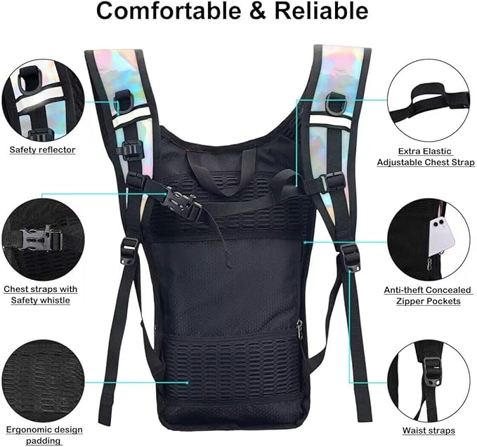 Hydration Backpack Pack, Water Backpack 20L Included 2L Hydration Bladder, Festival Essential - Rave Hydration Pack Hydropack for Hiking, Running, Biking, Festival Gear