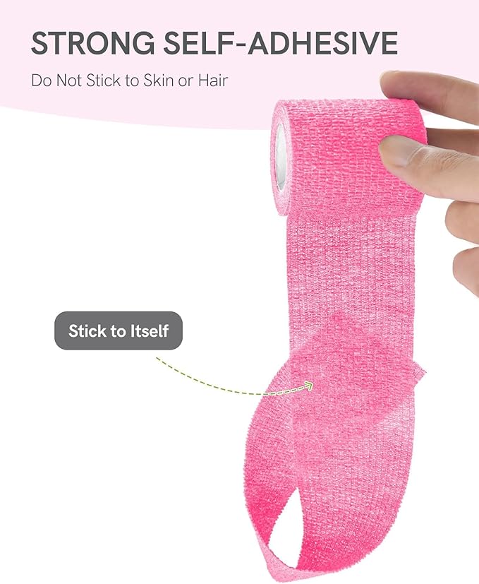 FriCARE Self Adhesive Bandage Wrap, Medical Tape in First Aid Kit, Cohesive Bandages for Wounds Sport Vet, FSA/HSA Eligible, 2 Inches X 5 Yards 6 Rolls, Fluorescent Color