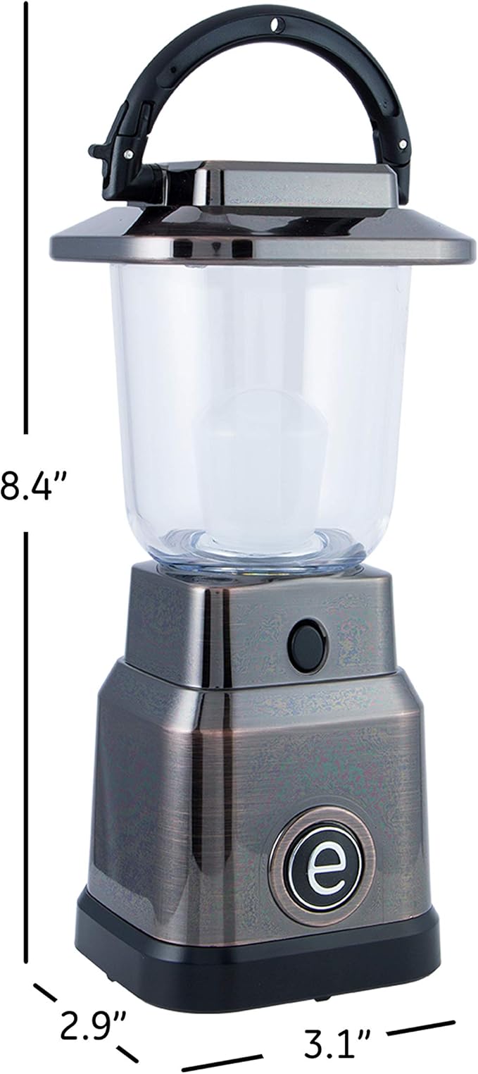 Enbrighten LED Mini Lantern, Battery Operated, Bright White, 200 Lumens, 40 Hour Runtime, 3 Light Levels, Ideal for Outdoors, Camping, Hurricane, Storm, Tornado & Emergency, Bronze, 36578