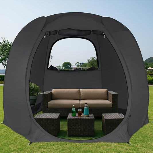 Patio Gazebo Screen House Room, LEEDOR Pop Up Outdoor Gazebo Tent with Roll Up Mosquito Netting, Easy Setup & Waterproof & Sunshade, Suitable for Camping Trip, Backyard, Beach, Picnic - Grey
