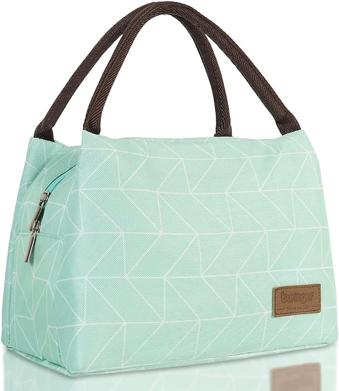 Buringer Insulated Lunch Bag Lunch Box for Women Men Adult Lunch Tote for Work Picnic Travel (Geometry Green)