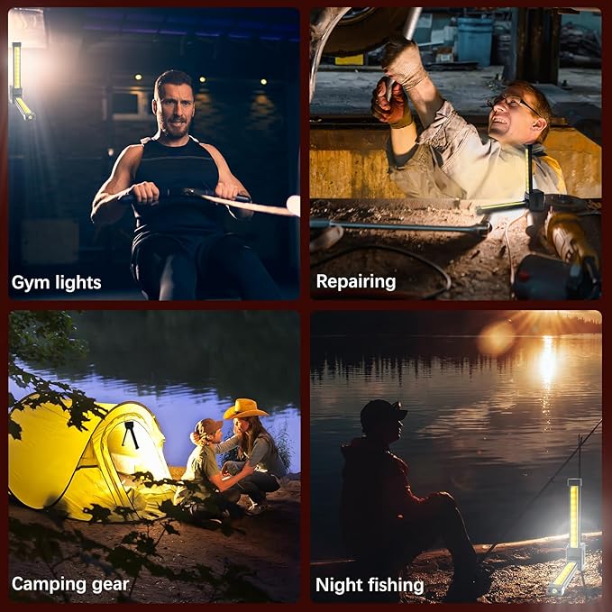 Gym Lamp, Magnetic Posing lamp,7th Gear Dimming &180 Degree Rotating Folding Work Light, Portable LED Flashlight, Handheld USB Rechargeable Power Bank Camping Flashlight（1PCS