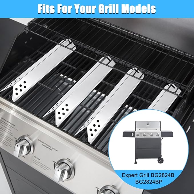 Adviace 5210050 Heat Tents for Expert Grill BG2824B Grill Parts, 4-Pack Heat Plates Heat Shields for Expert Grill BG2824B BG2824BP 4 Burner Gas Grill & Fire King BG2824BP-L, BG2824B Heat Plates