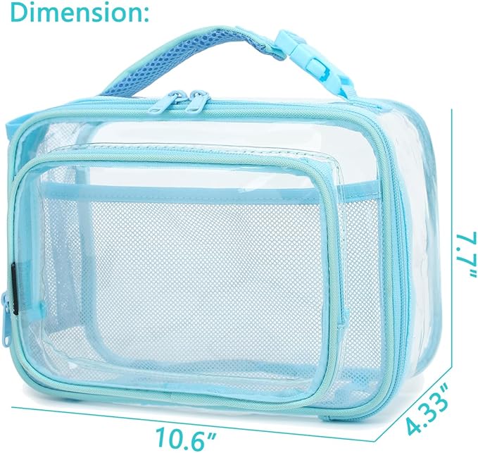 FlowFly Kids Lunch box with buckle Insulated Cooler Back to School Thermal Meal Tote Kit for Girls, Boys, Clear#Blue