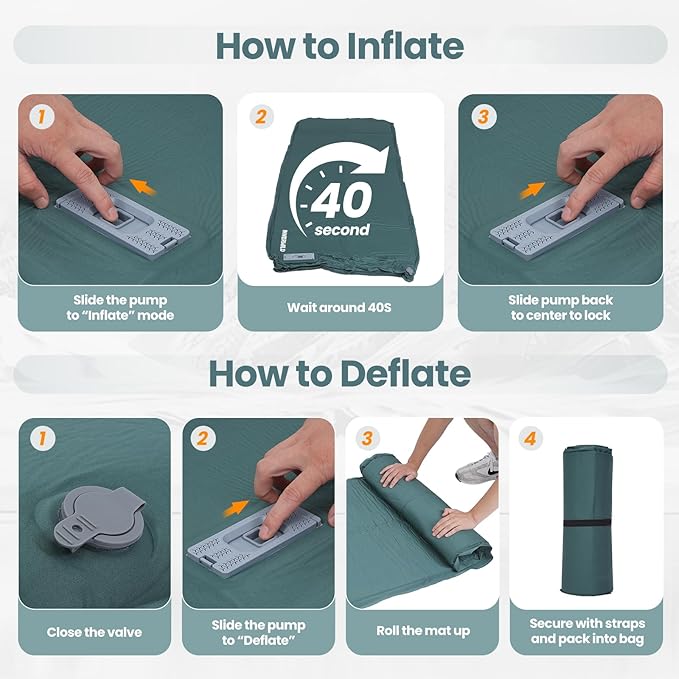 Sleeping Pad for Camping, 3.15" Ultra-Thick Self Inflating Sleeping Mat with Electric Pump&Pillow, Memory Foam Camping Mattress Pad, 4-Season Portable Camp Mat for Travel,Car,Tent,Home-Green