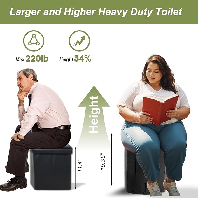 Camping Toilet Kit with Pop Up Privacy Tent, X Large Portable Folding Toilet Potty for Adults, Outdoor Camp Shower Tents,Changing Room with Carry Bag