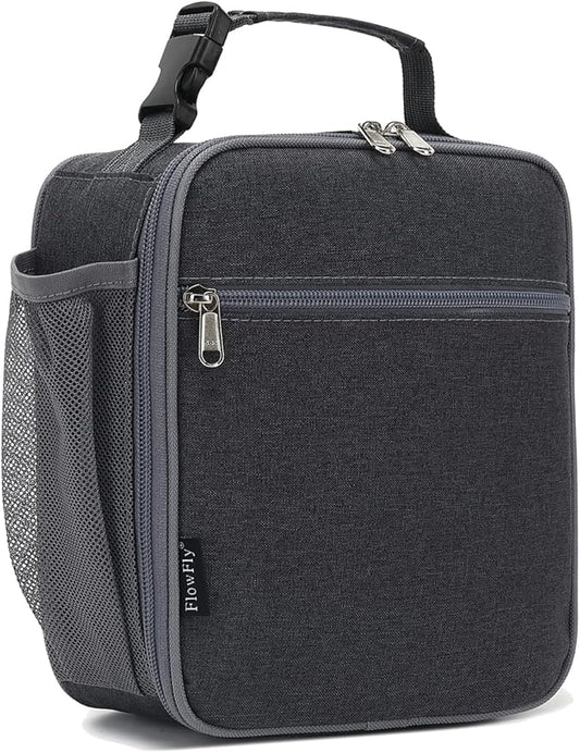 FlowFly Kids Lunch box Insulated Soft Bag Mini Cooler Back to School Thermal Meal Tote Kit for Girls, Boys, Dark