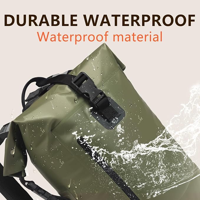 Waterproof Dry Bag Backpack - Lightweight Hiking Pack with Zippered Pocket for Camping, Kayaking, Travel, Hiking, Fishing, Outdoor Enthusiasts（25L）