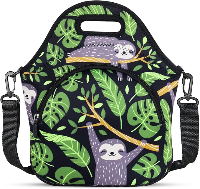 Violet Mist Neoprene Lunch Bag Tote Reusable Insulated Lunch Box with Adjustable Shoulder Strap&Pocket for Women,Men,Adults