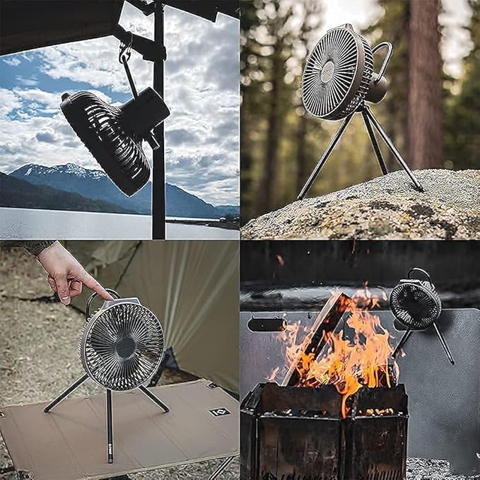 Claymore V1040 Fan (Black) - Premium Rechargeable Portable Air Circulator. Powerful, Quiet with Large 10,400mAh Battery, Versatile Stand & Remote Control. Up to 23 Hours Runtime, All Seasons.