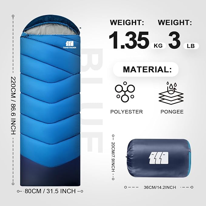 Sleeping Bags for Adults Cold Weather,Portable, Waterproof,Lightweight Sleeping Bag for Tall Girls Boys with Compression Sack for Warm Camping, Hiking, Outdoor & Indoor