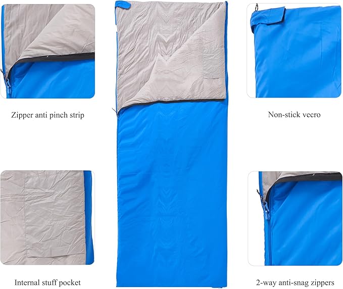 Ultralight Backpacking Sleeping Bag 1.77lbs, Warm Weather Sleeping Bag 50℉-63℉, Nylon Shell and Lining, Waterproof, Compact and Lightweight for Backpacking Camping Hiking