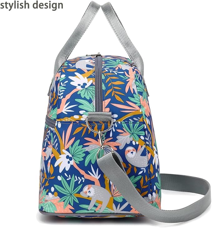 FlowFly Insulated Lunch Bag With Shoulder Strap for Women, Men, and Kids, Large and Reusable, Handle, Freezable Work and School Travel Tote and Meal Prep Organizer,Sloth