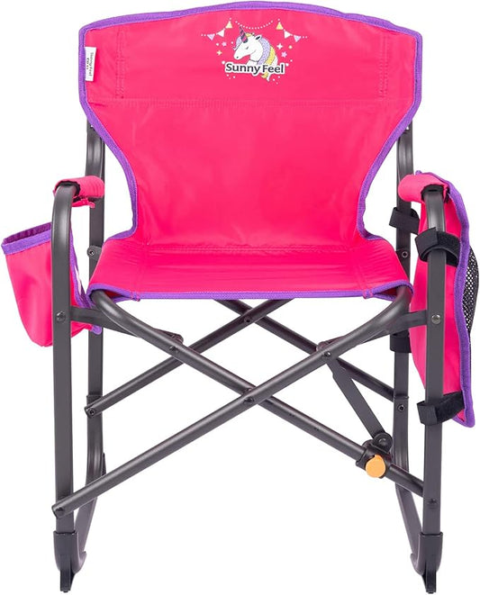SUNNYFEEL Small Camping Chair, Portable Folding Aluminum Directors Chairs Lightweigh with Cup Hold, Pocket for Beach,Trip,Picnic,Outdoor Sports Events Foldable Camp Lawn Chair with Backpack Straps
