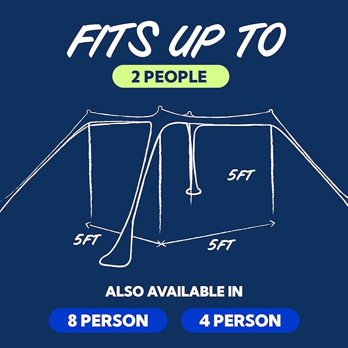 SUN NINJA Beach Tent Shelter with UPF50+ Protection, Includes Sand Shovel, Ground Pegs, Stability Poles, Outdoor Pop Up Shade Canopy for Camping, Fishing, Backyard Fun (Green, 5x5 FT 4 Pole)