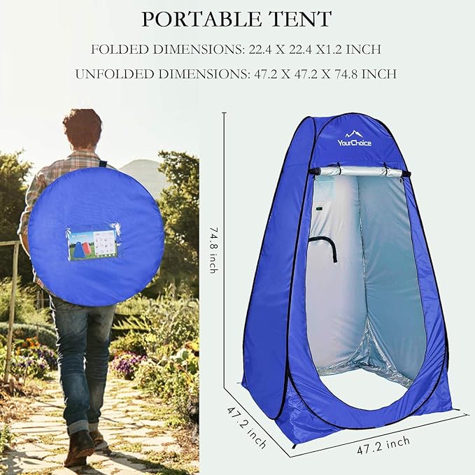 Your Choice Pop Up Privacy Shower Tent - Portable Changing Tent for Camping, Beach & Hiking - 6.2FT Lightweight with Carry Bag, Quick Setup & Full Coverage