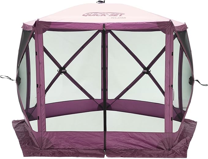CLAM Pop Up Screen Tent, Outdoor Camping Gazebo Canopy, Venture, 9' x 9', Plum