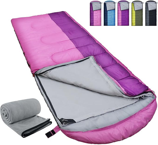 XL 10 Degree Sleeping Bags Waterproof for Adults 350GSM Machine Washable with Compression Sack for 3-4 Season Camping Outdoor