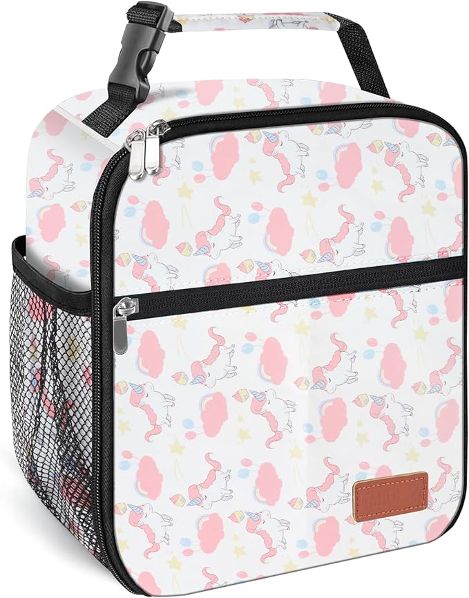 Lunch Box for Men & Women Durable Lunch Bag for Adults Reusable Small Lunchbox White Unicorn
