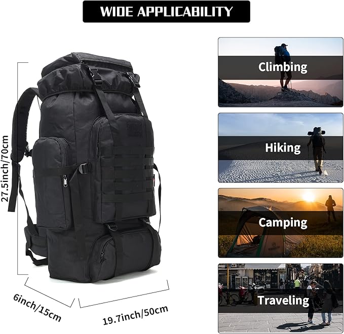 Hiking Backpack for Men 70L/100L Camping Backpack Military Rucksack Molle 3 Days Assault Pack for Climbing