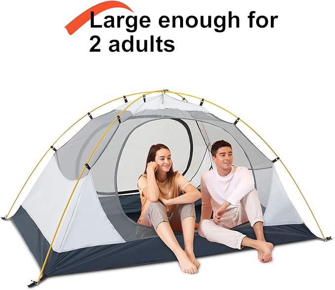 BISINNA 2 Person Camping Tent Lightweight Backpacking Tent Waterproof Windproof Two Doors Easy Setup Free Standing Double Layer Ultralight Tent for Camping Outdoor Hunting Hiking Mountaineering Travel