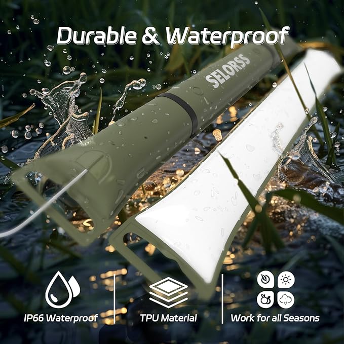 SELORSS Portable Inflatable Folding Outdoor Camping Light, IP66 Waterproof Standard with USB Plug for Camping, Hiking, Traveling and Other Outdoor environments.(Green Two-Piece)