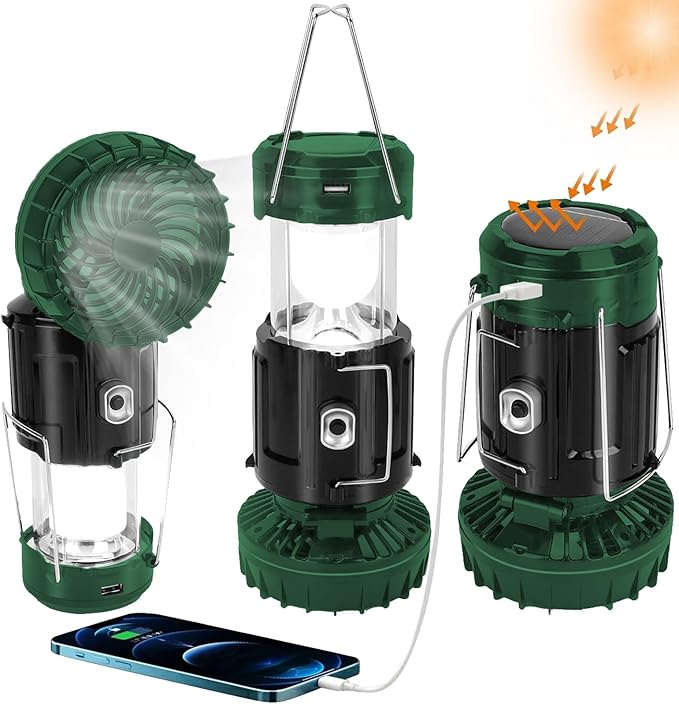 3 in 1 Portable Lantern - Collapsible Lightweight Camping Lantern for Power Outages Solar Flashlight Survival Kits for Indoor Outdoor Tent Home Emergency Essentials Hiking