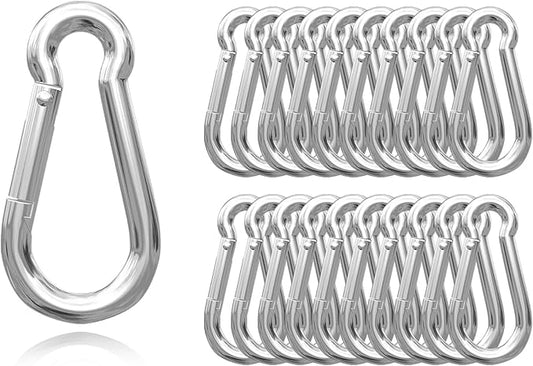 40 Pcs 3 Inch Spring Snap Hook Carabiners，M8 5/16 Inch Snap Hooks，Holding Capacity Spring Clips for Hammock Swing Outdoor Travel