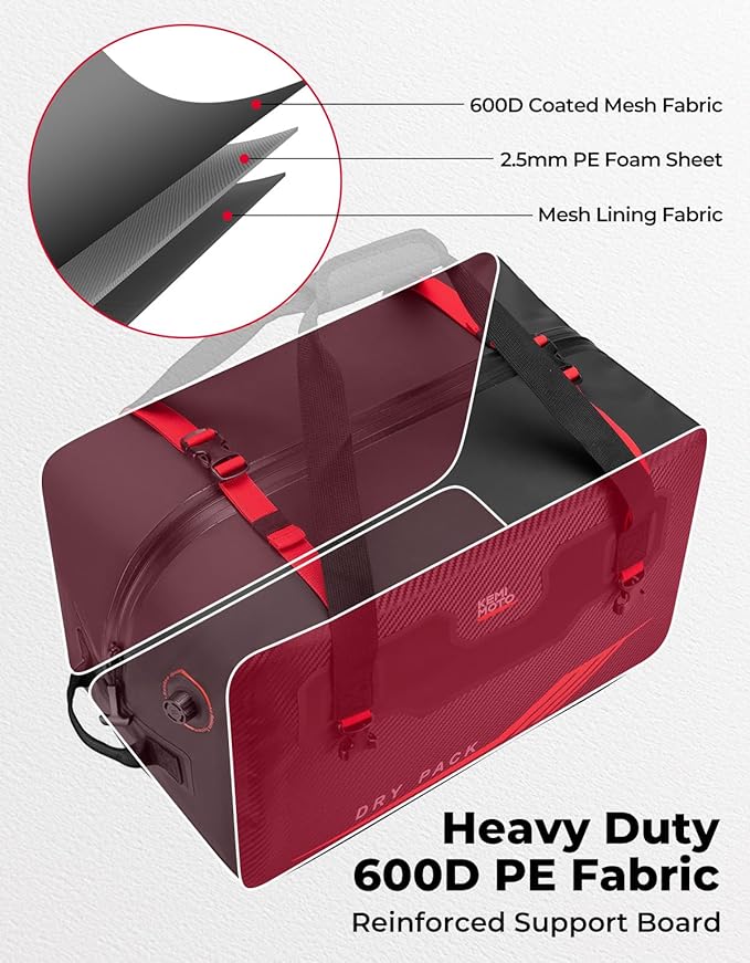 KEMIMOTO Waterproof Duffle Bag 45L Heavy Duty Marine Dry Bags Backpack Jet Ski Tail Bag Large Storage Gear Travel Luggage For Boat With Air Valve & Quick-Fixed Straps Compatible With Sea-Doo LinQ