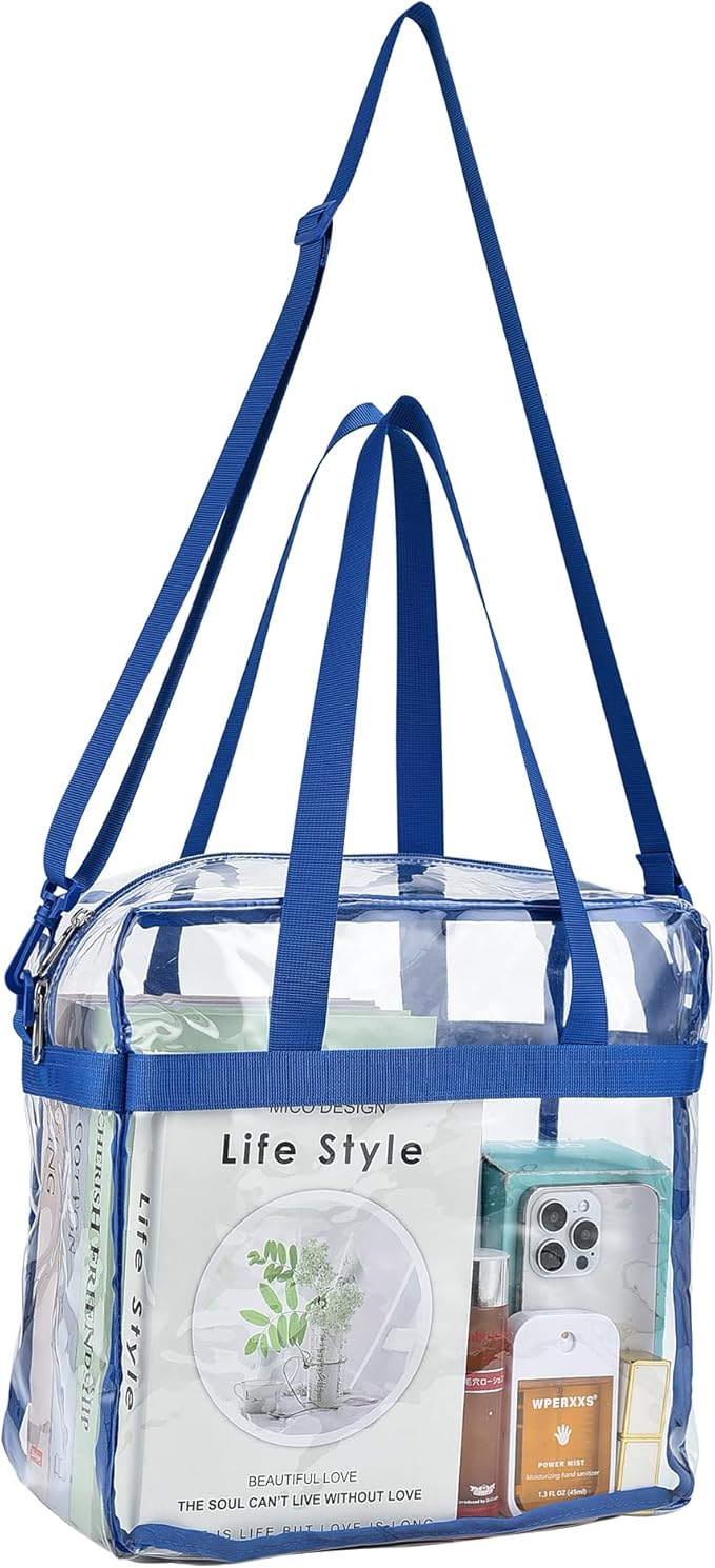 USPECLARE Clear Tote Stadium Approved, Security Travel & Gym Clear Bag for Work Sports Games Concerts