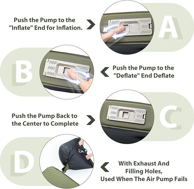 Self Inflating Camping Sleeping Pad, 4" Memory Foam Camp Pad Self Inflating Mattress Sleeping Pad Camp Mat for Camping(Green)