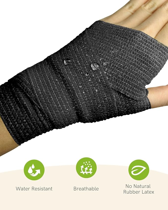 FriCARE Self Adhesive Bandage Wrap, Medical Tape in First Aid Kit, Cohesive Bandages for Wounds Sport Vet, FSA/HSA Eligible, 2 Inches X 5 Yards 6 Rolls, Classic