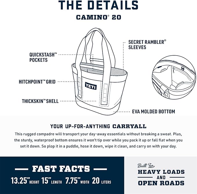 YETI Camino 20 Carryall with Internal Dividers, All-Purpose Utility Bag