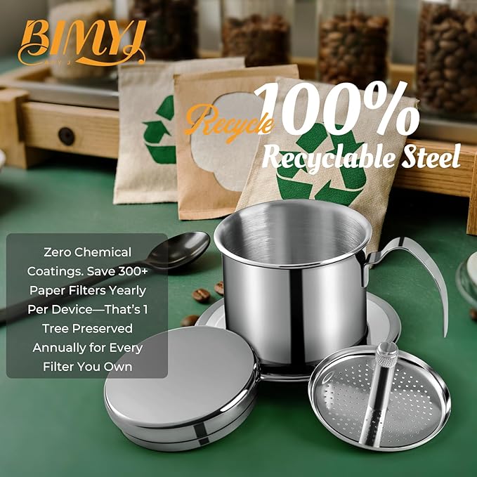 Authentic Vietnamese Coffee Dripper | Heavy-Duty 8oz Phin Filter Vietnamese Coffee Maker | Premium Stainless Steel Phin Coffee Filter for Rich Slow-Drip Brew