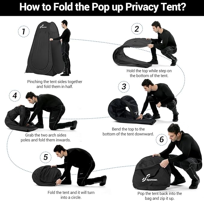 Sportneer Pop Up Privacy Shower Tent, Portable Changing Room Pop Up Changing Tent 75inches x 47inches x 47inches Shower Tent with Carry Bag for Camping & Beach, Easy Set Up, Foldable