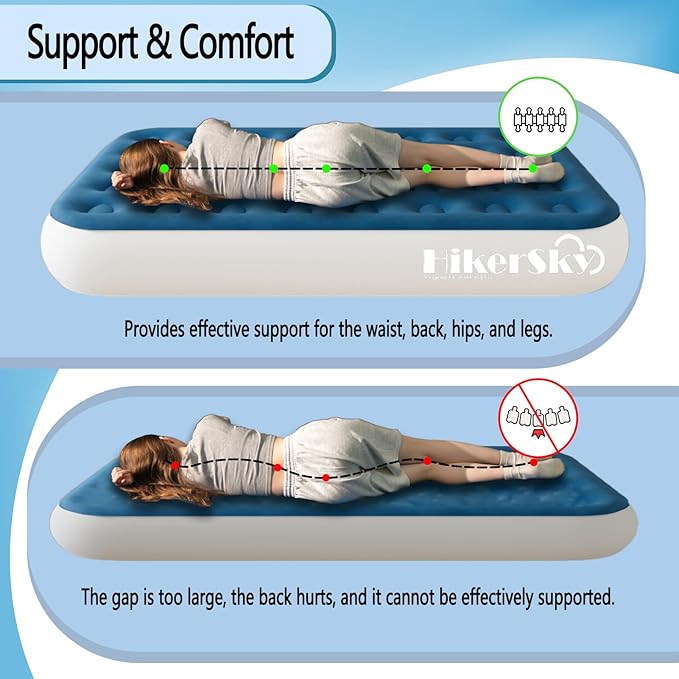 Full Air Mattress with Built in Pump,10" Blow up Air Bed, 2 Mins Quick Self-Inflation/Deflation, Foldable Inflatable Mattress for Home/Travel, 10'' Full Blue