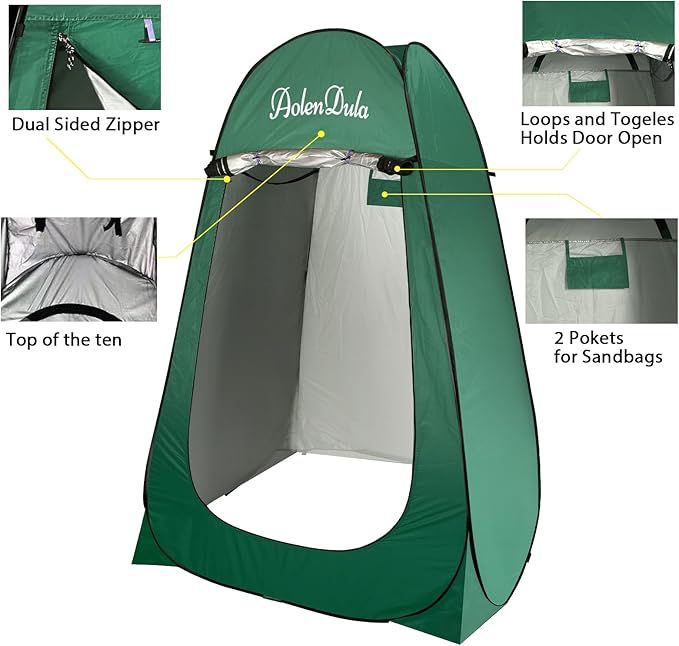Pop Up Privacy Tent - 3000mm Waterproof Instant Changing Room for Camping/Beach, Portable Shower Shelter with Carry Bag & Stakes (6.5lbs Lightweight)