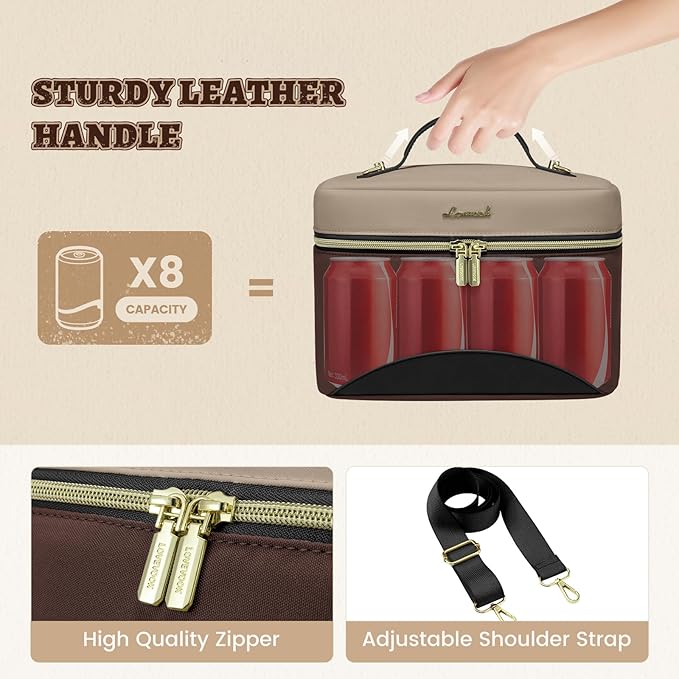 LOVEVOOK Lunch Box for Women,Large Adult Insulated Lunch Bag for Women,Leakproof Cooler Bag for Office Picnic Hiking Beach,Lunch Tote Bag with Adjustable Shoulder Strap