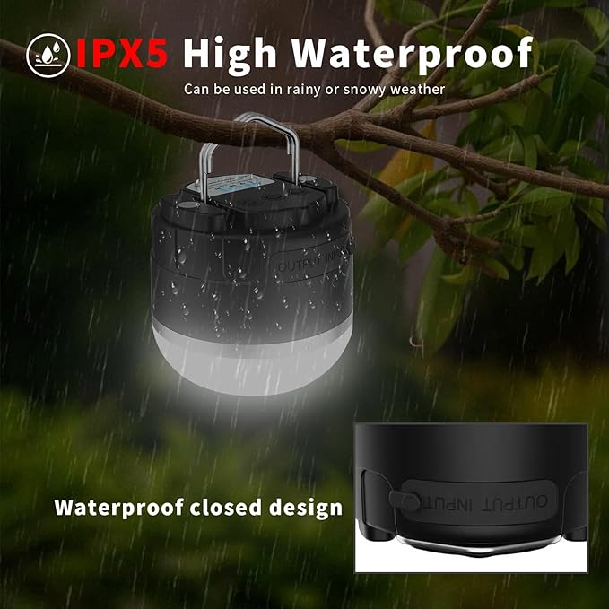 RGB Rechargeable Camping Lights 1000LM,YINGWOND 4000mAh LED Portable Camping Lantern with Magnet,Waterproof Tent Light for Emergency Power Outages Hiking Home Hurricane
