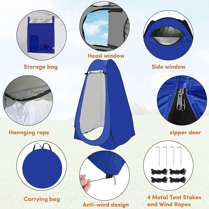 Pop Up Privacy Tent Shower Tent Changing Tent Portable Outdoor Camping Bathroom Toilet Tent Changing Dressing Room Privacy Shelters Room for Hiking and Beach Sun Shelter Picnic Fishing- Waterproof