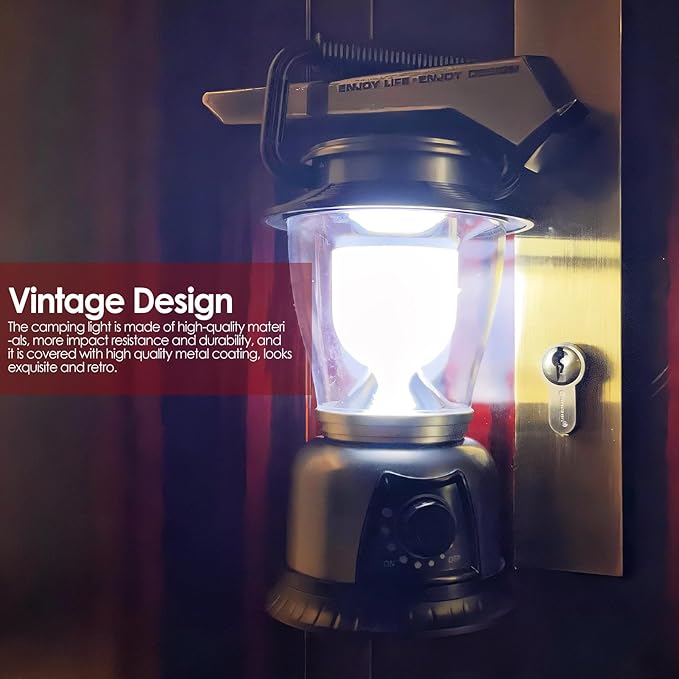 Battery Powered LED Lanterns for Emergencies | Retro LED Lantern Battery Powered Camping Light, COB High Brightness Dimmable Camping Lamp for Hiking, Fishing, Repairing and Emergency Lighting