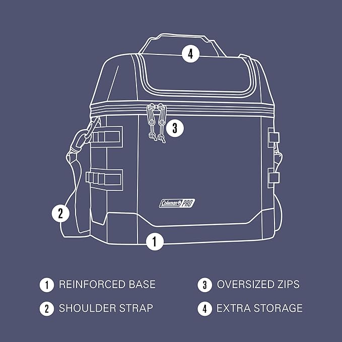 Coleman Pro 16-Can Premium Soft Cooler Lunchbox, Fully Insulated Lid & Body Stays Cold up to 30 Hours