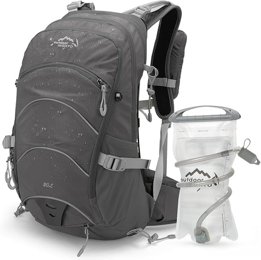Hydration Pack,20L Hydration Backpack, Hiking Internal Frame Backpacks with 2L Hydration Water Bladder and Rain Cover, for Cycling,Camping, Hunting,Ski, Snow for Men, Women (grey)