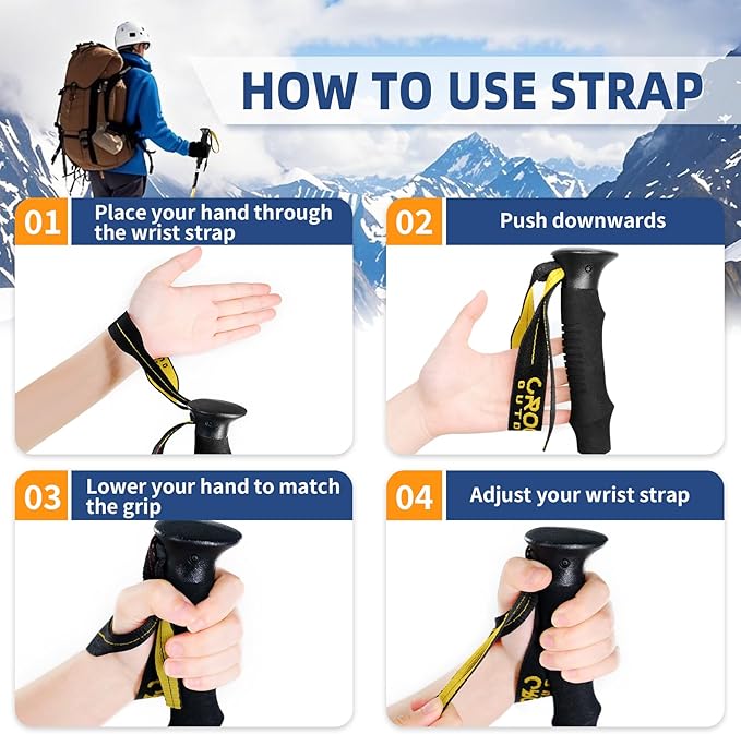 Lightweight Collapsible Trekking Poles for Hiking – 2 Pack Adjustable Hiking Poles, Aluminum Walking Sticks for Skiing, Nordic Walking, Retractable Walking Sticks for Seniors, Women, Men