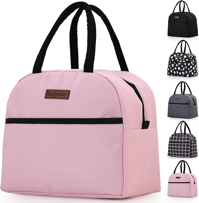 Insulated Lunch Bag for Women Men, Lunch Containers Reusable High Capacity Lunch Tote Bags for for Work Picnic(Pink)